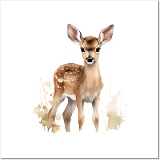 Watercolor Fawn 1 Posters and Art